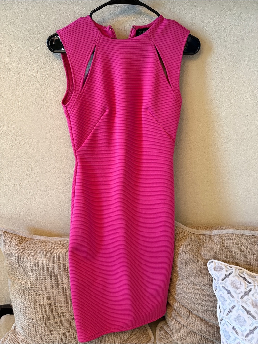 Topshop Hot Pink Sleeveless Sheath Dress
